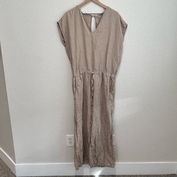 Bryn Walker Womens Large 100% Linen Jumpsuit Large Lagenlook Casual Boho Beach - Picture 1 of 10